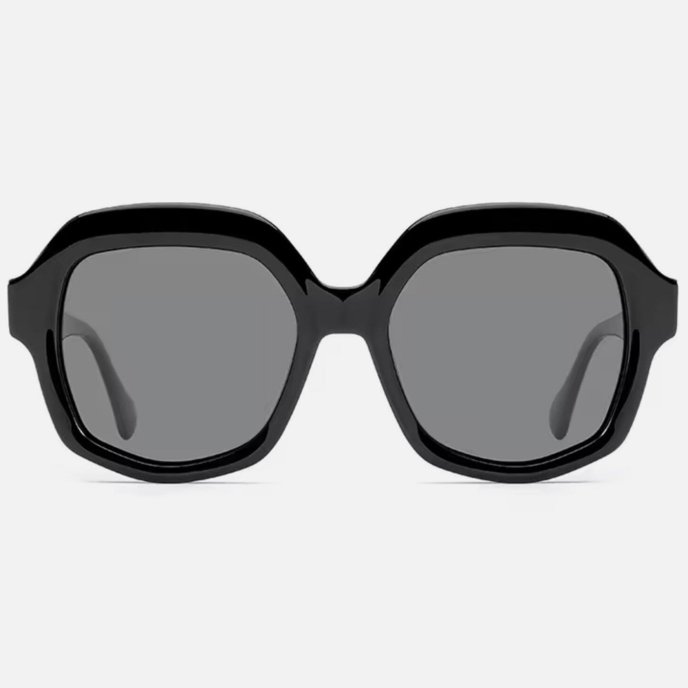 Women's Oversized Vintage Square Black Acetate Retro Fashion UV Sunglasses NWT